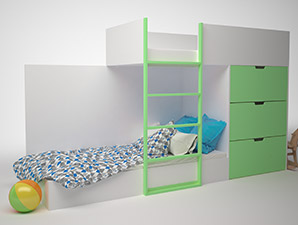 Кровать двухэтажная с комодом - 0